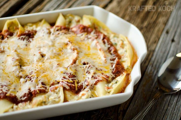 Veggie & Three Cheese Stuffed Shells - The Creative Bite