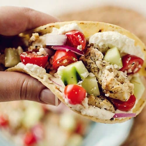 Greek Chicken Tacos with Whipped Feta