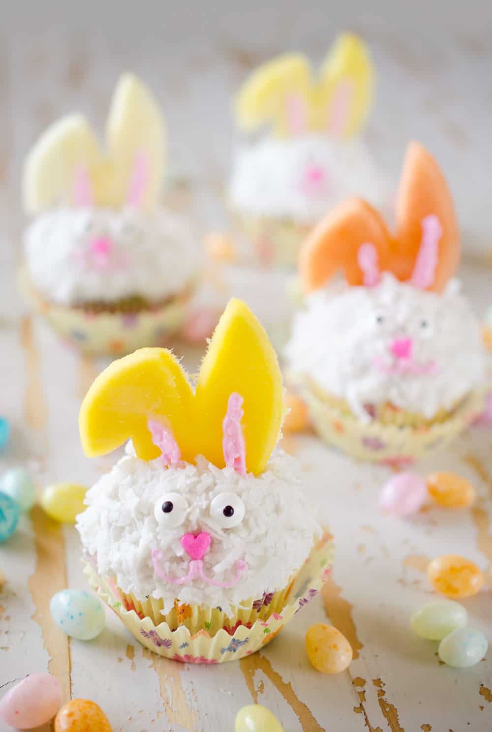 Light Coconut Cream Easter Bunny Cupcakes