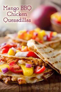 Mango BBQ Chicken Quesadillas