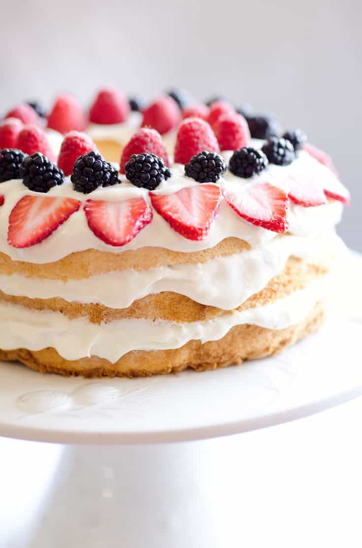 Light Berry Angel Food Cake {15 Minute Dessert}
