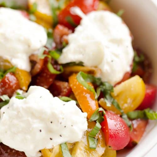 Fresh Tomato Basil & Burrata Salad - Easy 5 Minute Salad