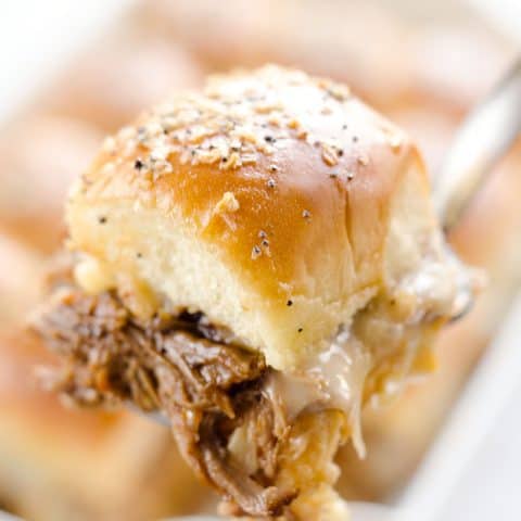 Cheesy BBQ Pork Baked Sliders