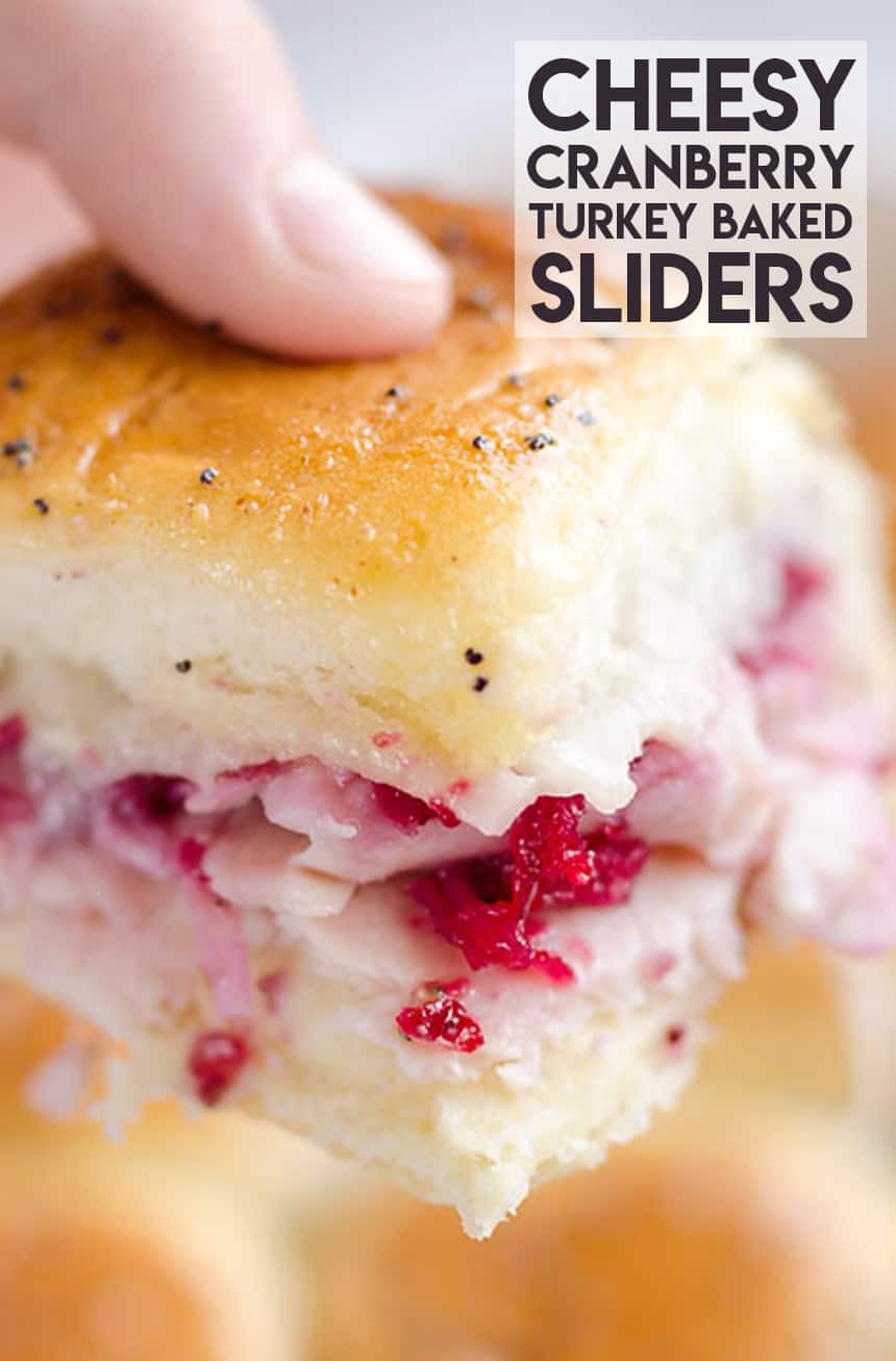 Cheesy Cranberry Turkey Baked Sliders - Easy Leftover Recipe