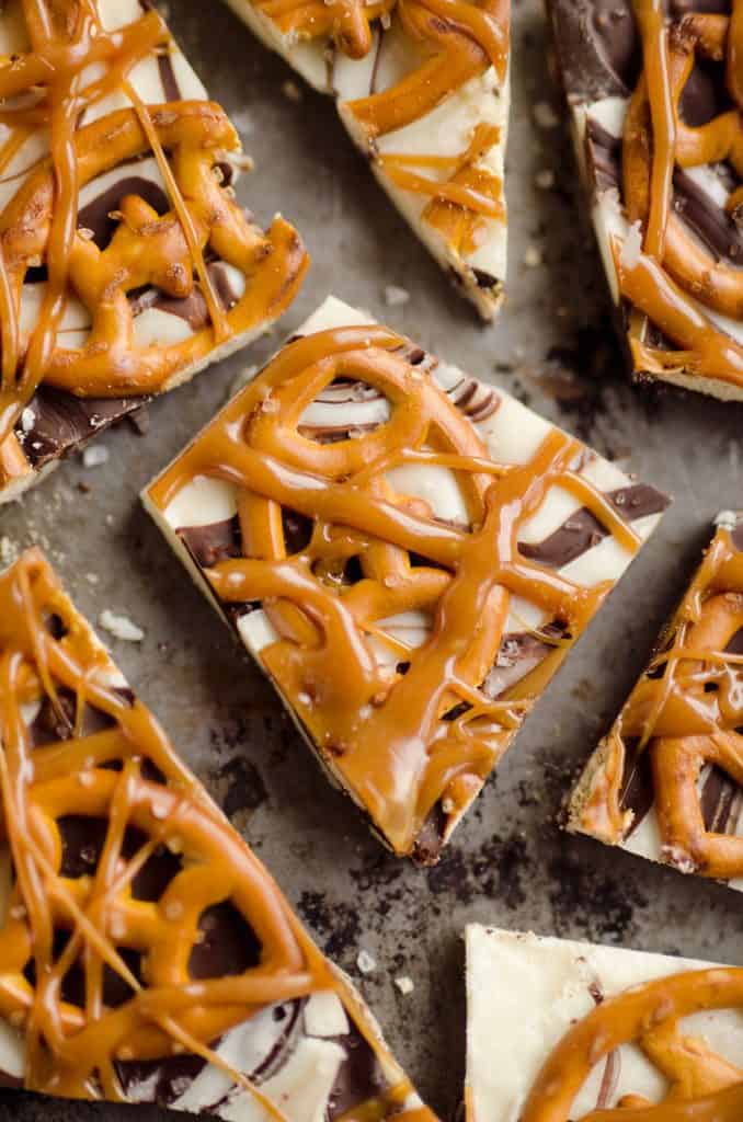 Salted Caramel And Pretzel Chocolate Bark No Bake Dessert 