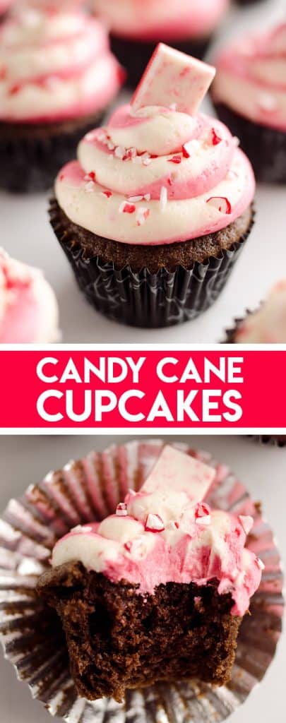 Peppermint Chocolate Candy Cane Cupcakes