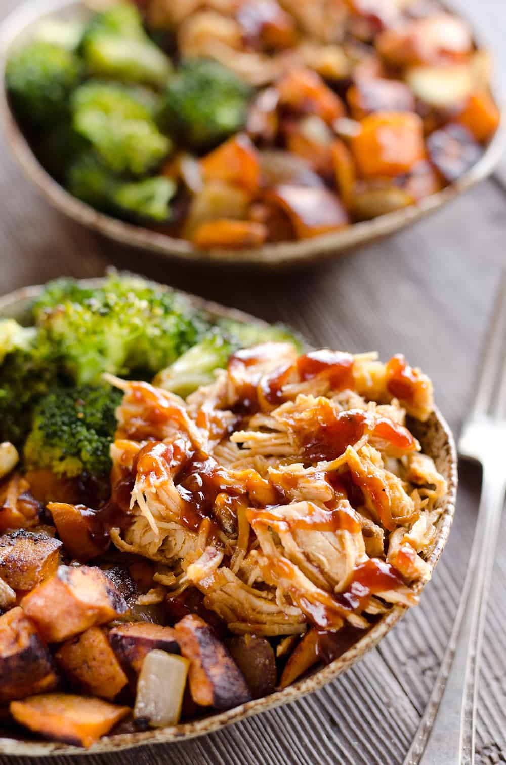 BBQ Chicken & Roasted Sweet Potato Bowls - Easy Meal Prep