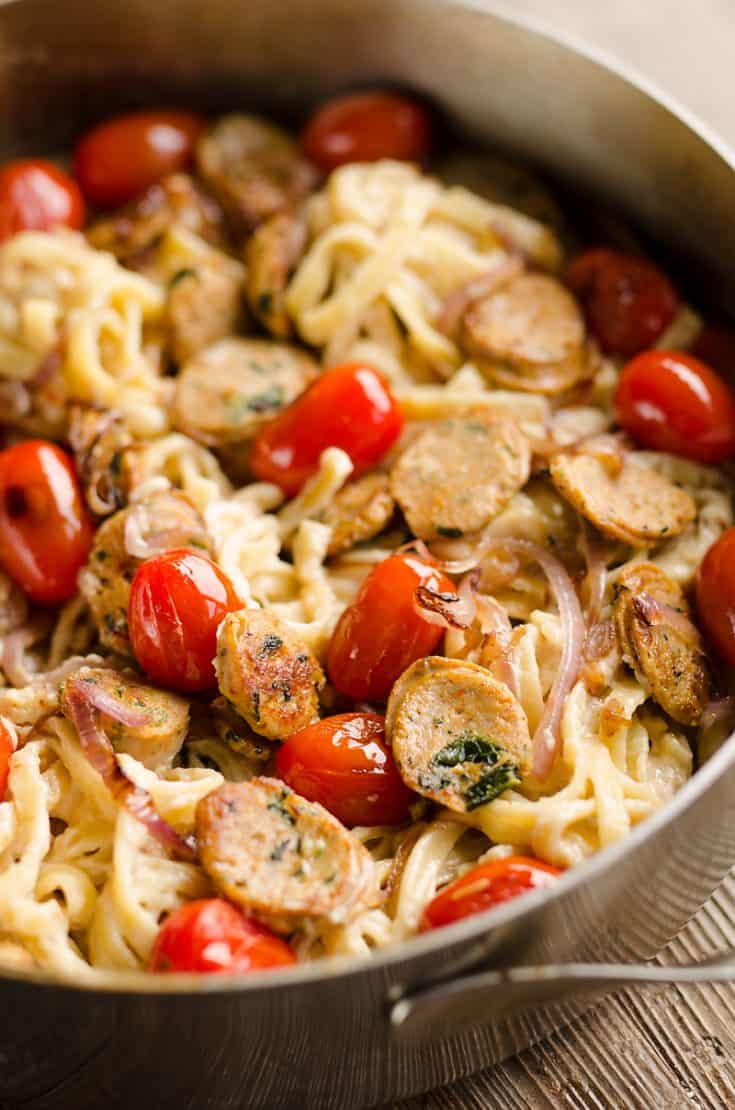 Chicken Sausage Fettuccine Alfredo 20 Minute Recipe