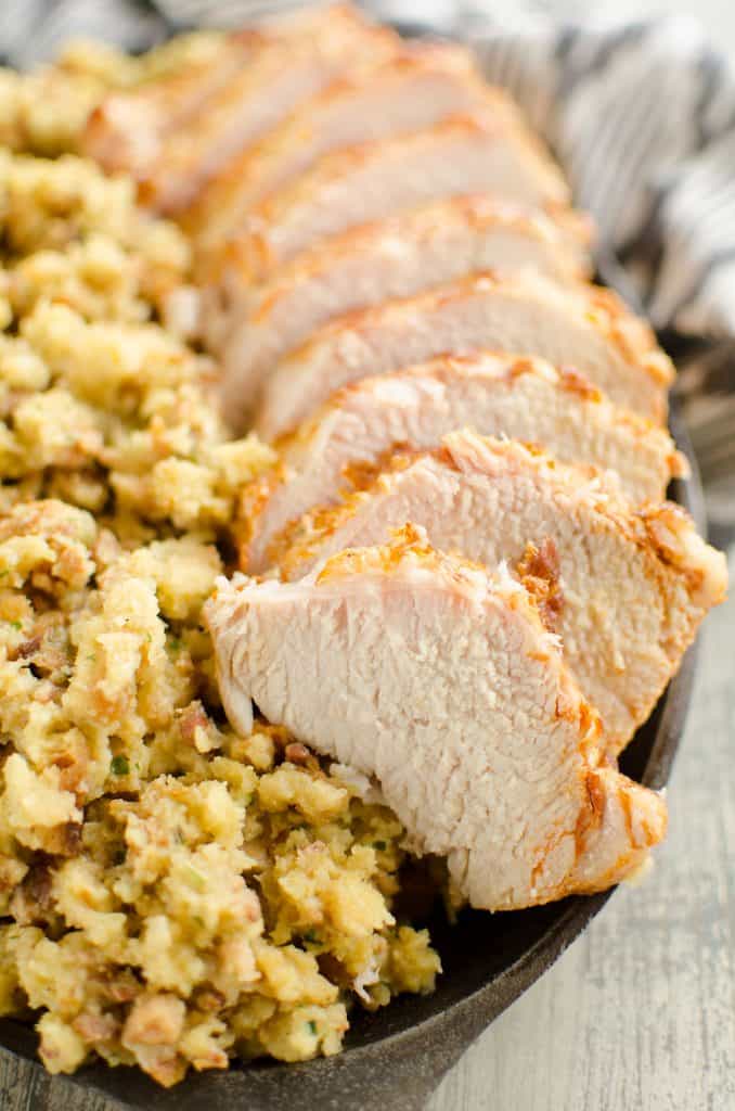 Pressure Cooker Pork Loin, Stuffing & Gravy