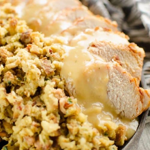 Pressure Cooker Pork Loin, Stuffing & Gravy