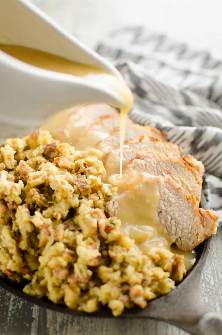 Pressure Cooker Pork Loin, Stuffing & Gravy