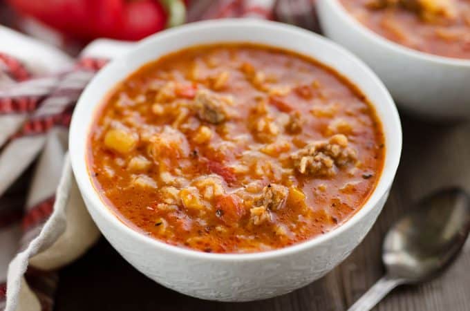 Pressure Cooker Stuffed Pepper Sausage Soup {Instant Pot}