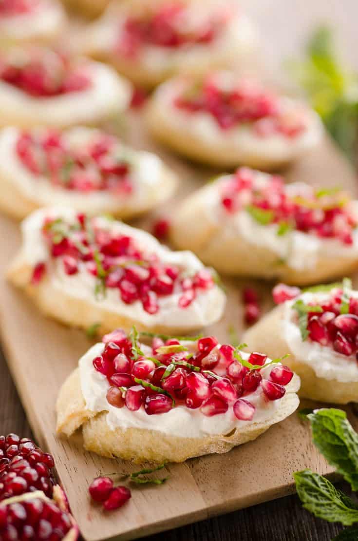 Pomegranate Goat Cheese Crostini Easy 5 Ingredient Appetizer   Pomegranate Goat Cheese Crostini The Creative Bite 5 Copy 735x1110 