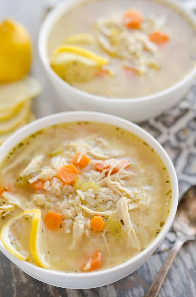 Pressure Cooker Lemon Chicken & Brown Rice Soup Instant Pot