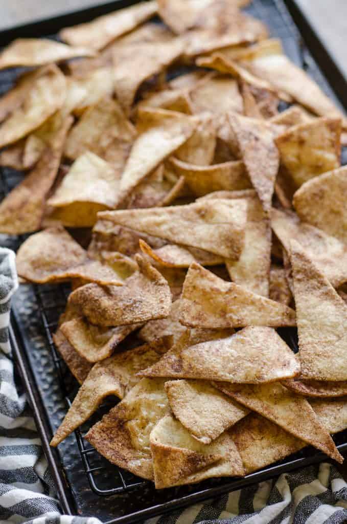 Baked Cinnamon Sugar Tortilla Chips - Homemade Snack