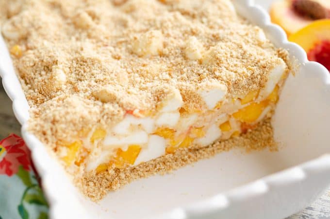 Marshmallow Peach Icebox Dessert