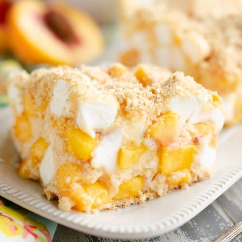 Marshmallow Peach Icebox Dessert