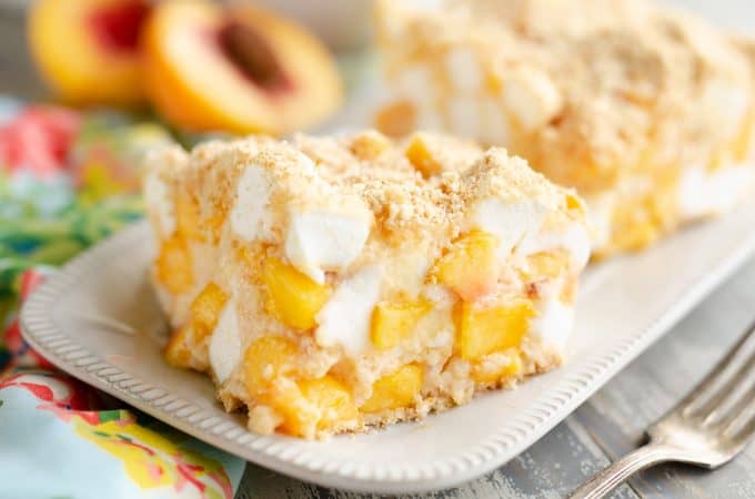 Marshmallow Peach Icebox Dessert