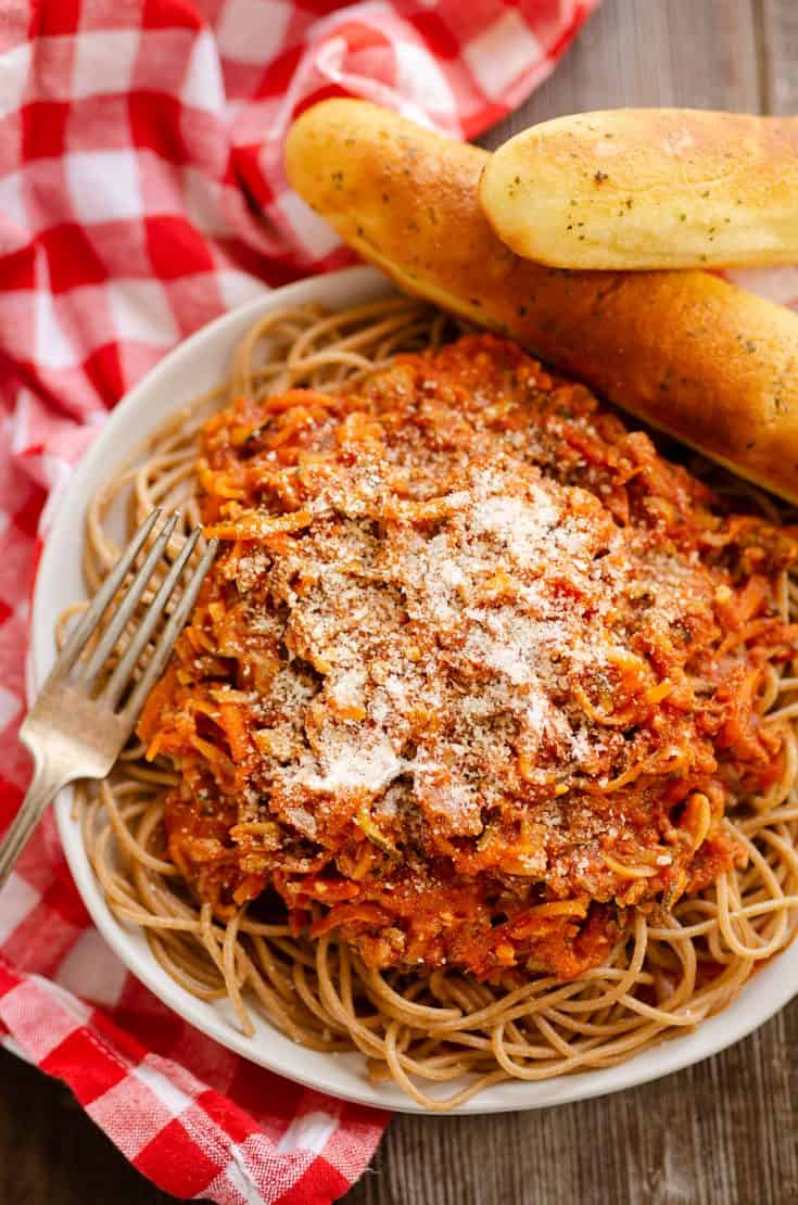 Healthy Parmesan Vegetable Turkey Spaghetti