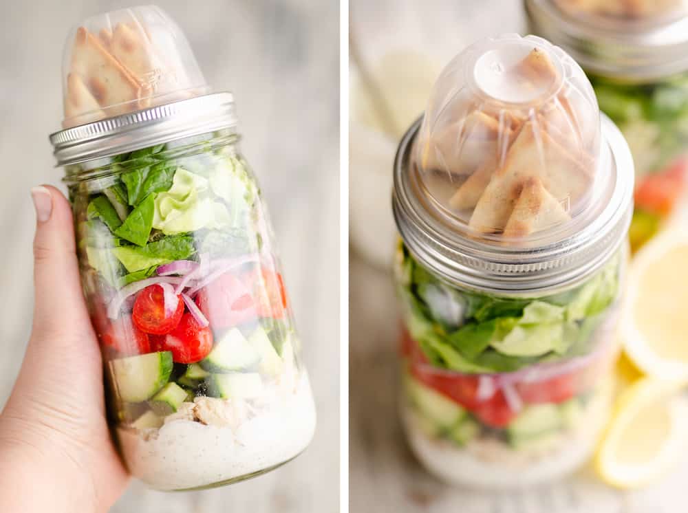 Creamy Greek Chicken Salad in a Jar - Healthy Meal Prep Recipe