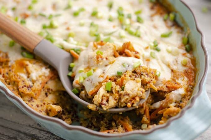 Buffalo Chicken Quinoa Bake