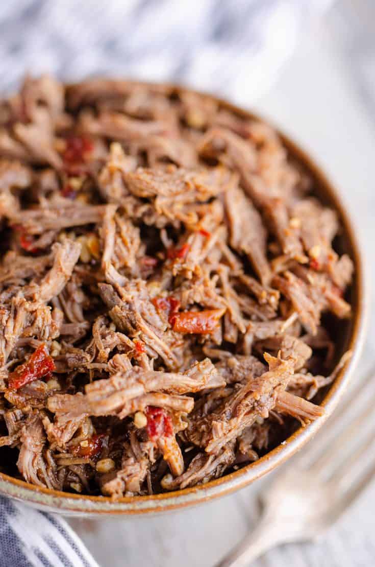 Chipotle Garlic Pressure Cooker Shredded Beef