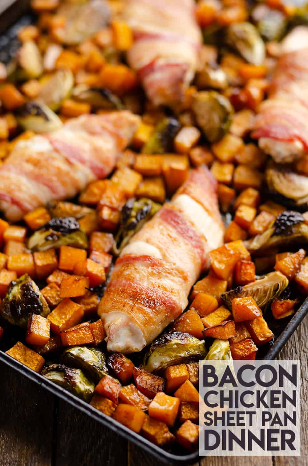 Bacon Wrapped Chicken Balsamic Squash Sheet Pan Dinner