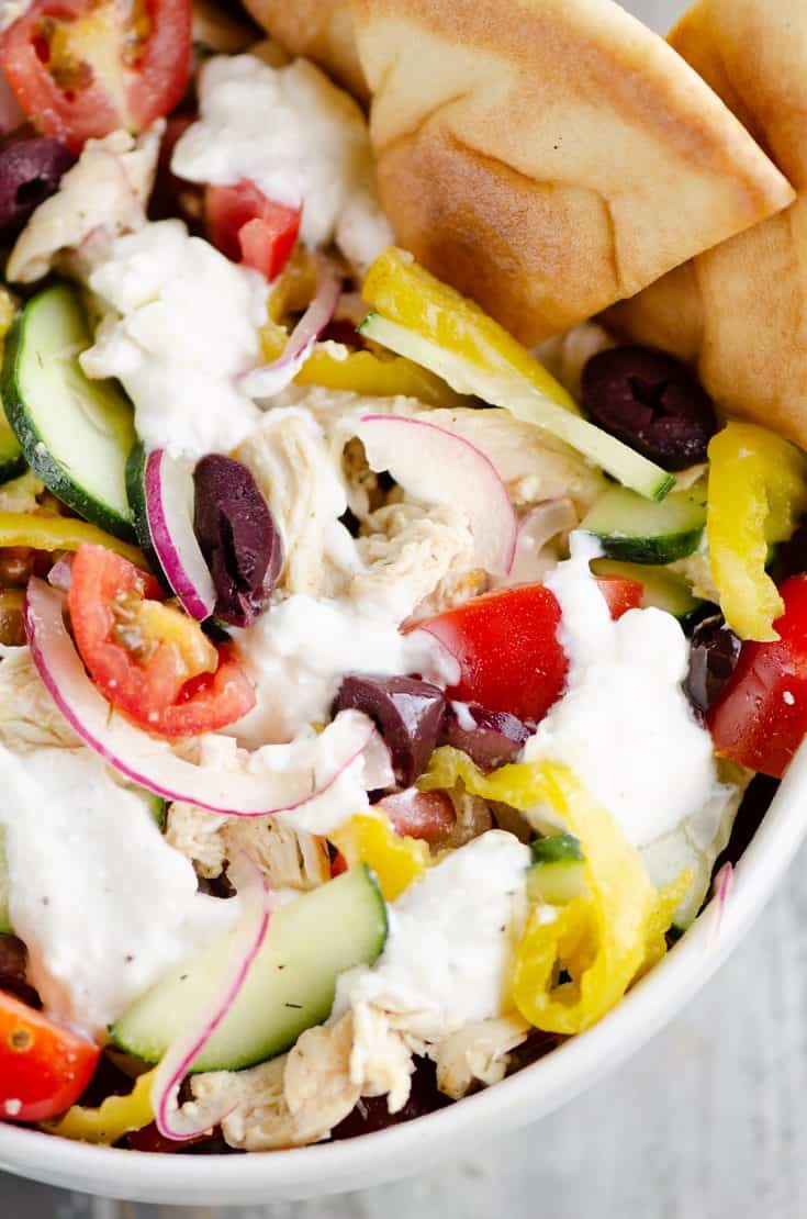 Greek Chicken Pita Bowl