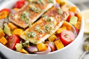 Chimichurri Roasted Vegetable Bowl with Grilled Cheese