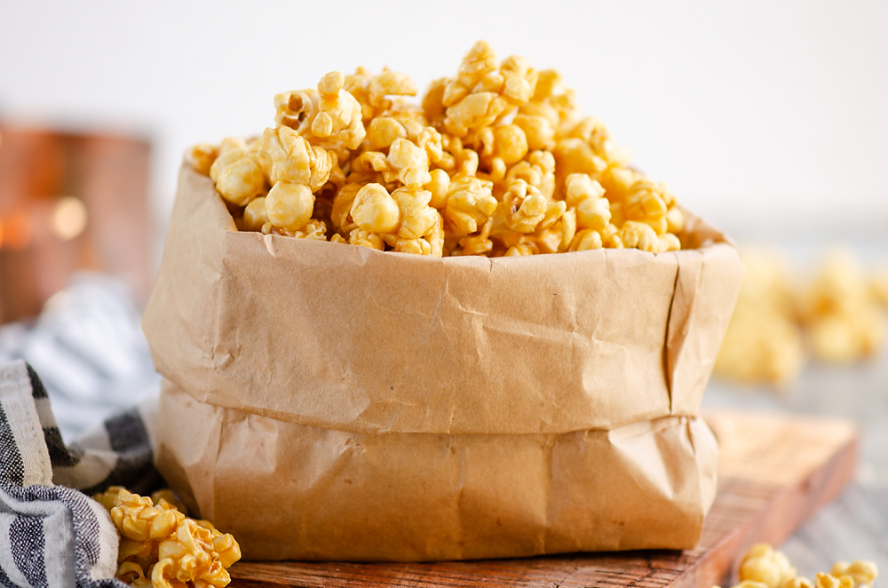 Best Salted Caramel Popcorn With Nuts - Two Kooks In The Kitchen