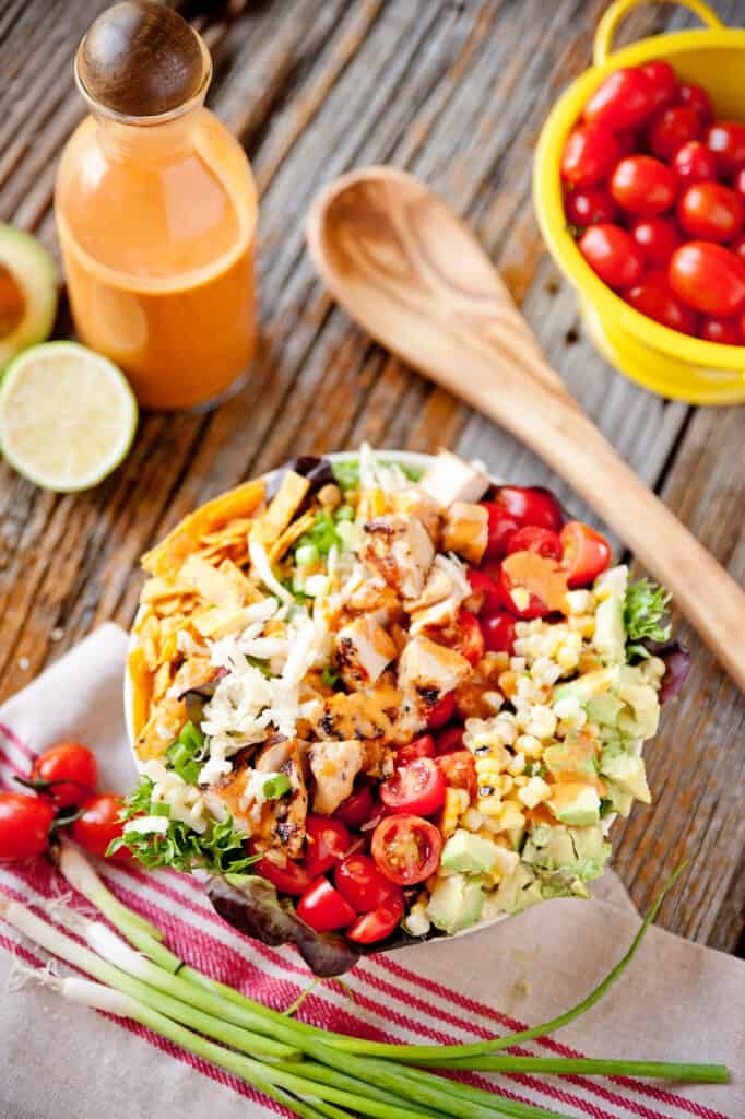 Southwest Chopped Salad & Chipotle Lime Dressing - College Housewife