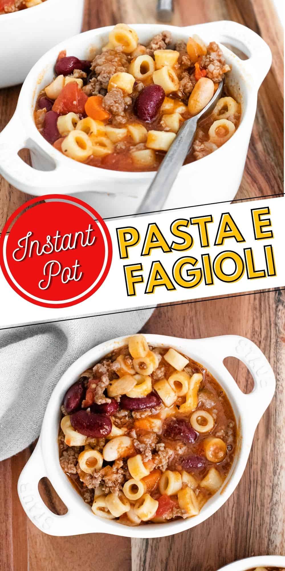Instant Pot E Fagioli Soup | Italian Pasta Bean Soup in a tomato beef stock