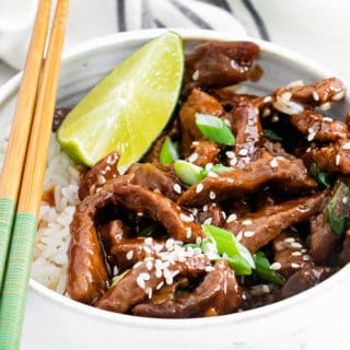 Instant Pot Sesame Ginger Beef with Rice