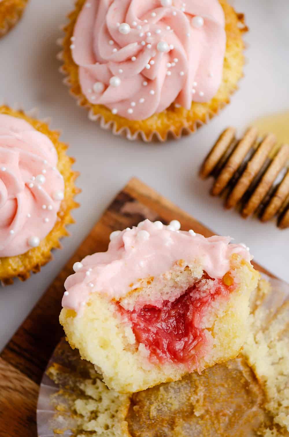 Rhubarb Honey Cupcakes