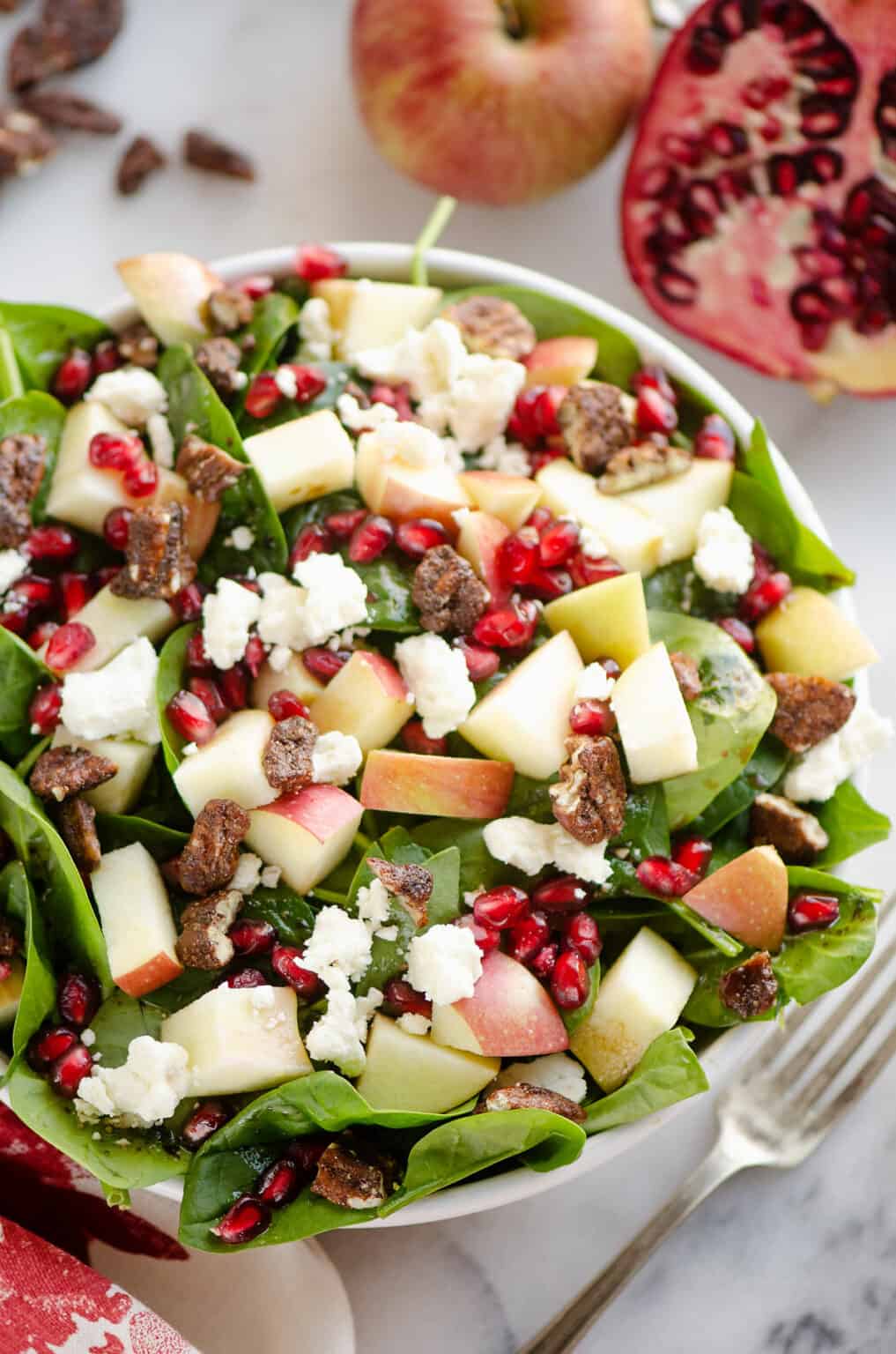 Pomegranate Apple Spinach Salad