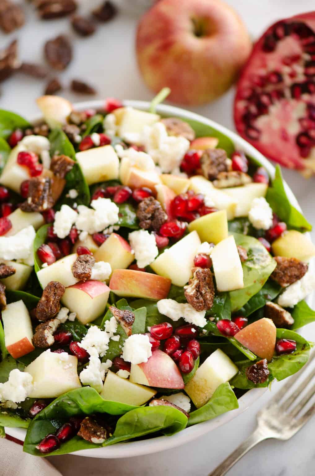 Pomegranate Apple Spinach Salad