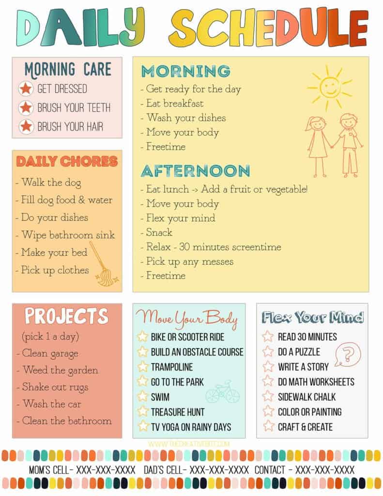 Blank Daily Routine Chart