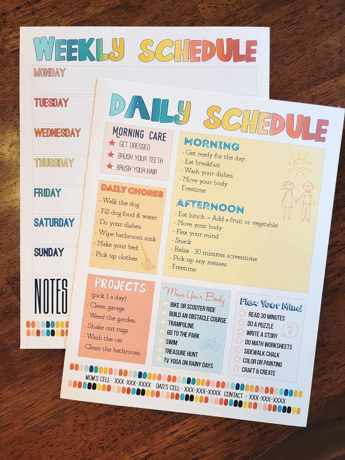 Daily Routine Chart For 6 Year Old Pdf