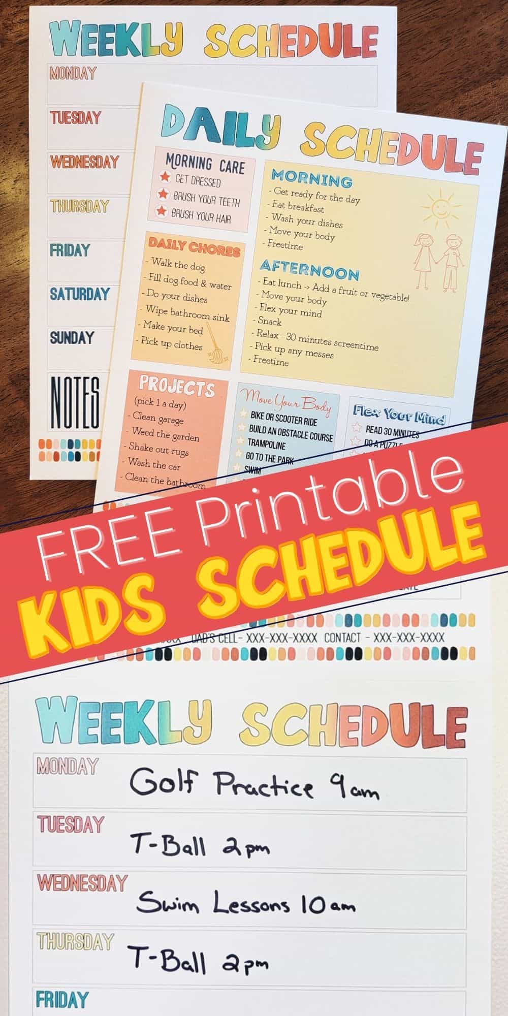 FREE Kids Daily Routine Chart