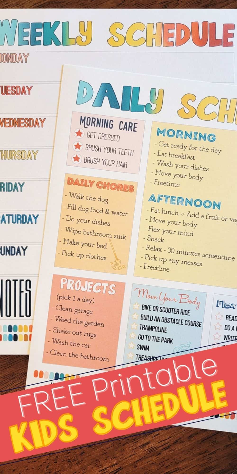 FREE Kids Daily Routine Chart