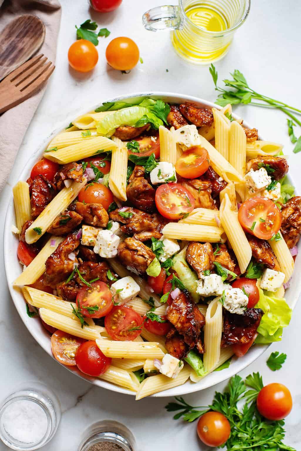 BBQ Chicken & Feta Pasta Salad